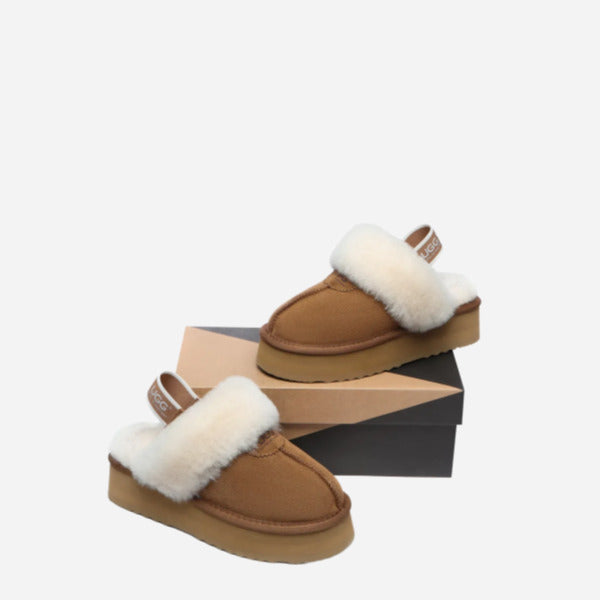 Removable Strap Slingback UGG Slipper Women Waffle Platform