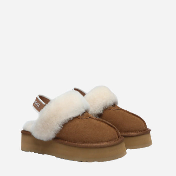 Removable Strap Slingback UGG Slipper Women Waffle Platform