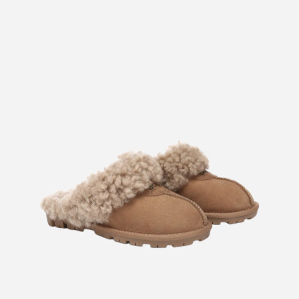 Double Faced Sheepskin Wool Slippers Waffle Curly