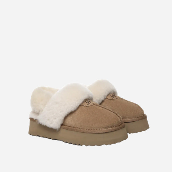 Women Removable Wool Strap Slingback Fulla Platform Slippers