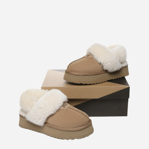 Women Removable Wool Strap Slingback Fulla Platform Slippers