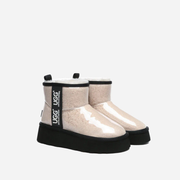 Clear Waterproof Shearling Boots Coated Classic Platform