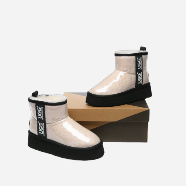 Clear Waterproof Shearling Boots Coated Classic Platform