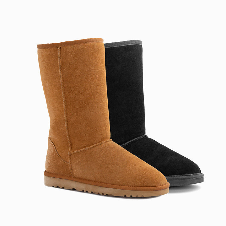 OZWEAR UGG Boots Genuine Australian Sheepskin Unisex Long Classic Suede (Unisex Cow Suede)
