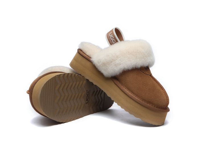 Removable Strap Slingback UGG Slipper Women Waffle Platform