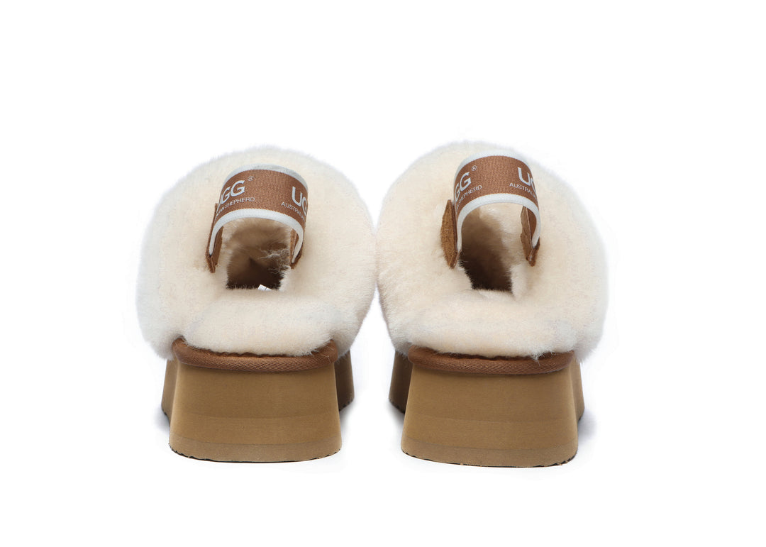 Removable Strap Slingback UGG Slipper Women Waffle Platform