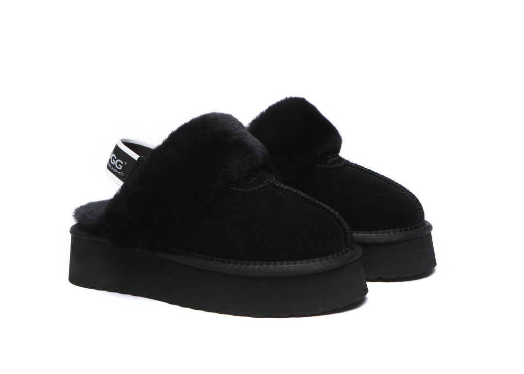 Removable Strap Slingback UGG Slipper Women Waffle Platform