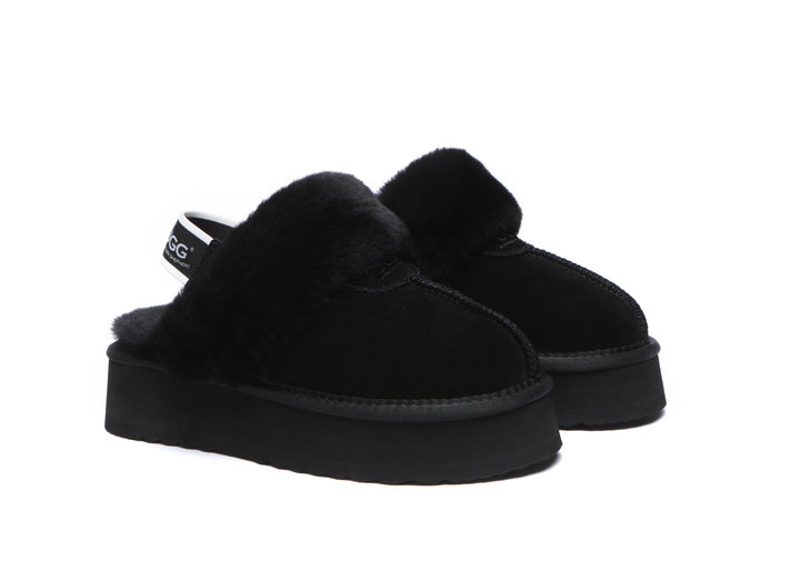 Removable Strap Slingback UGG Slipper Women Waffle Platform