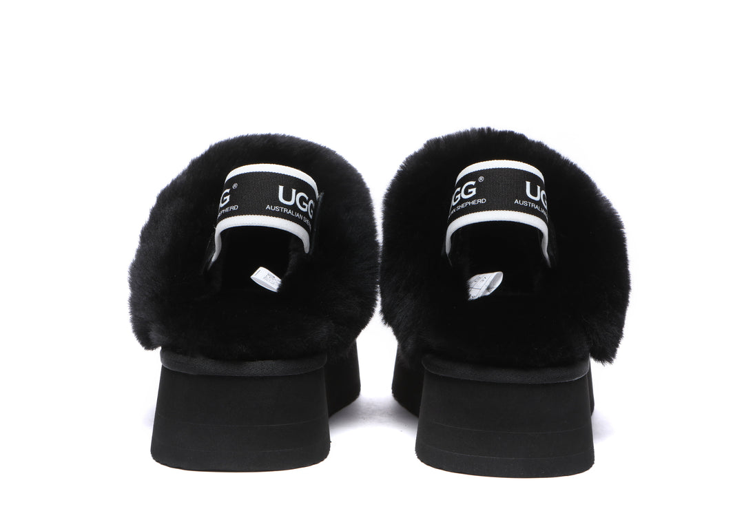 Removable Strap Slingback UGG Slipper Women Waffle Platform