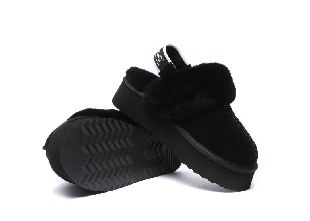 Removable Strap Slingback UGG Slipper Women Waffle Platform