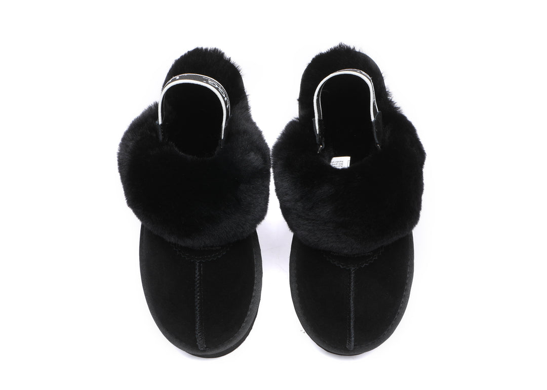 Removable Strap Slingback UGG Slipper Women Waffle Platform
