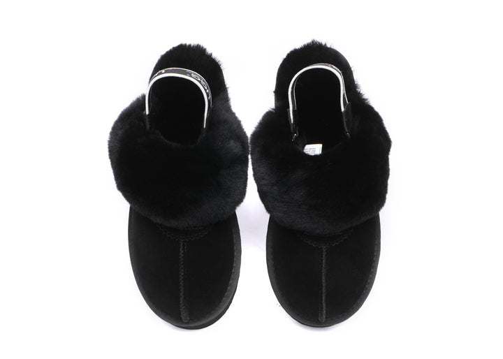 Removable Strap Slingback UGG Slipper Women Waffle Platform