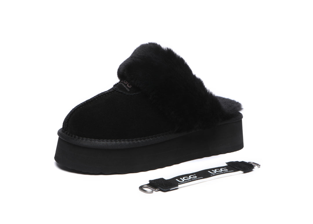 Removable Strap Slingback UGG Slipper Women Waffle Platform