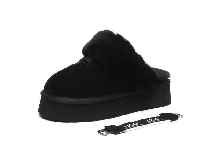 Removable Strap Slingback UGG Slipper Women Waffle Platform
