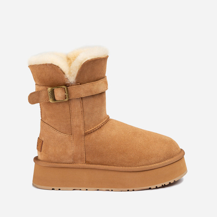 OZWEAR UGG Classic Platform Buckle Mini Boots (4.5cm) (Water Resistant)