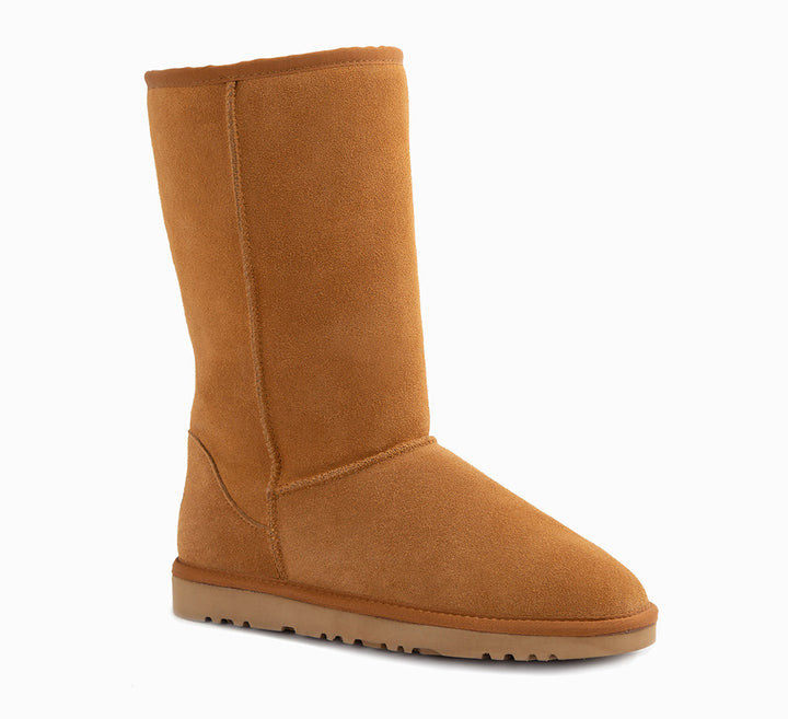 OZWEAR UGG Boots Genuine Australian Sheepskin Unisex Long Classic Suede (Unisex Cow Suede)