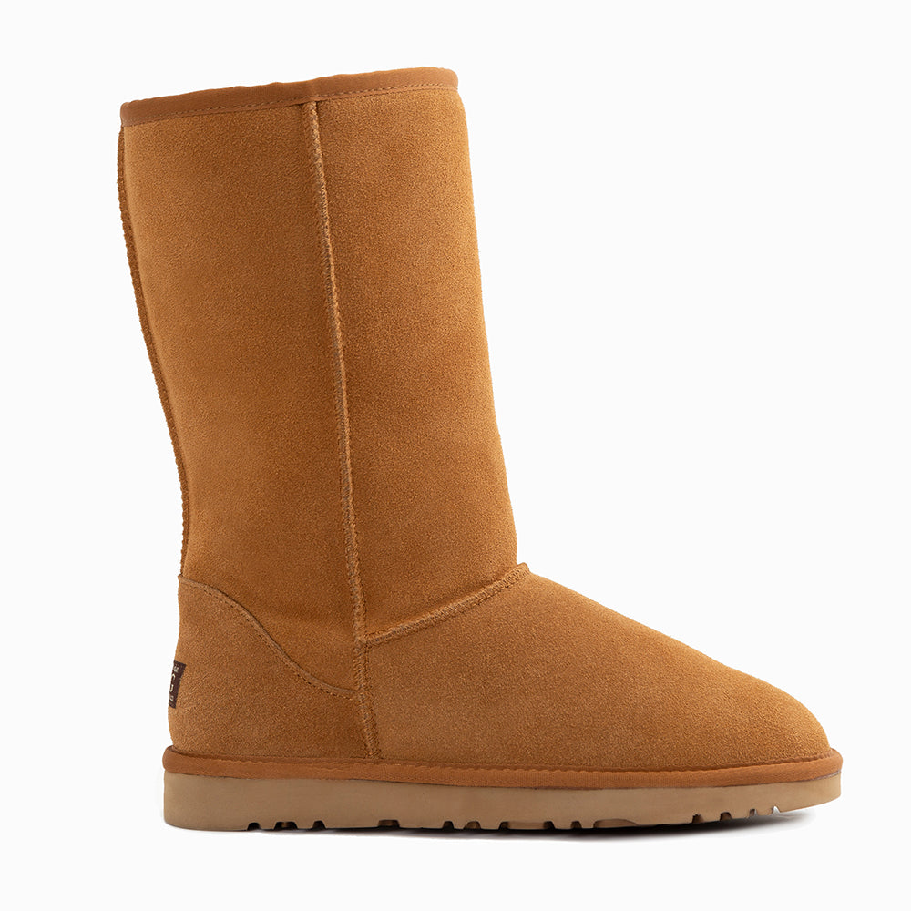 OZWEAR UGG Boots Genuine Australian Sheepskin Unisex Long Classic Suede (Unisex Cow Suede)