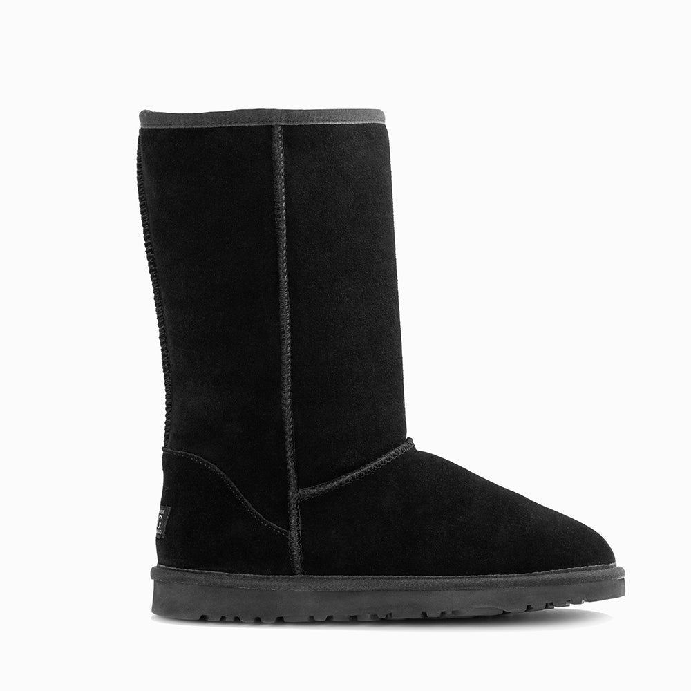 OZWEAR UGG Boots Genuine Australian Sheepskin Unisex Long Classic Suede (Unisex Cow Suede)