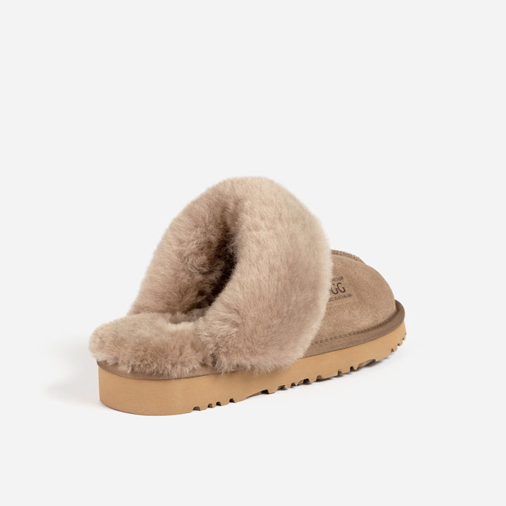 OZWEAR UGG Slippers Premium Australia Sheepskin Unisex Scuffete Suede (Unisex Cow Suede)