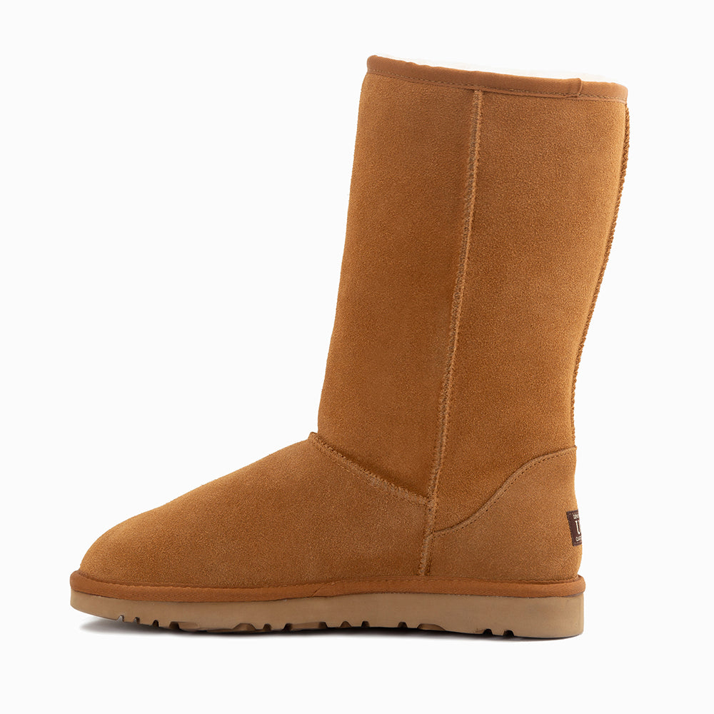 OZWEAR UGG Boots Genuine Australian Sheepskin Unisex Long Classic Suede (Unisex Cow Suede)