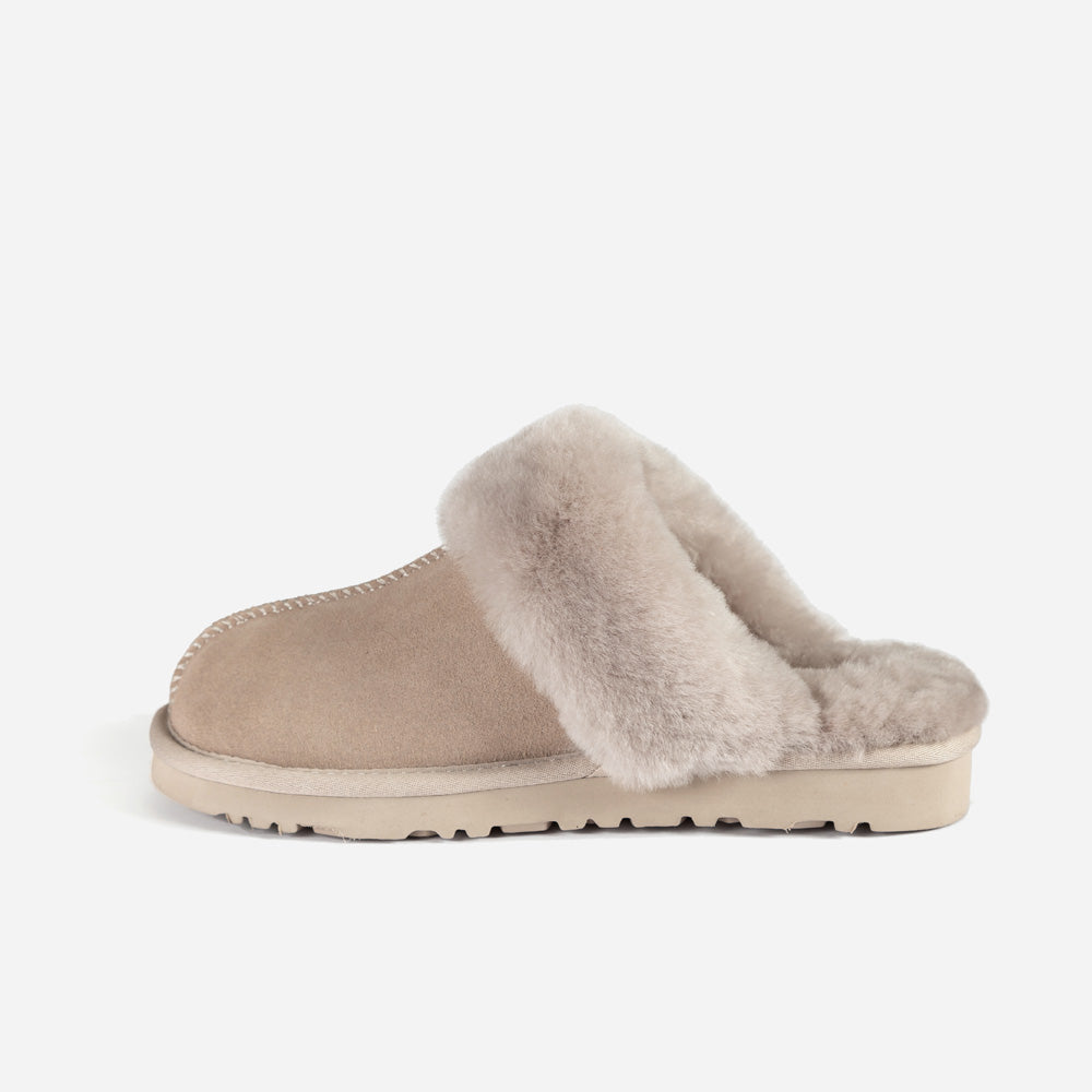 OZWEAR UGG Slippers Premium Australia Sheepskin Unisex Scuffete Suede (Unisex Cow Suede)