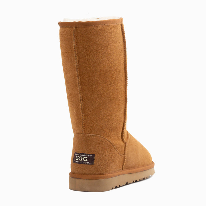OZWEAR UGG Boots Genuine Australian Sheepskin Unisex Long Classic Suede (Unisex Cow Suede)