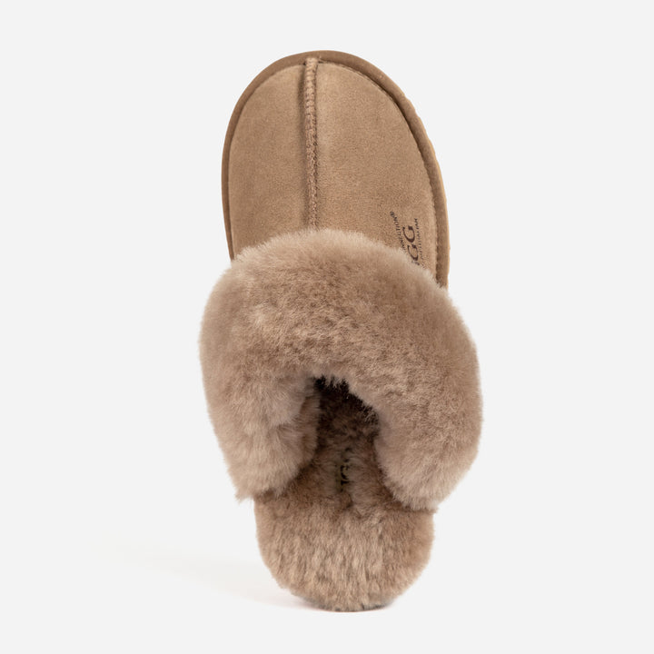 OZWEAR UGG Slippers Premium Australia Sheepskin Unisex Scuffete Suede (Unisex Cow Suede)