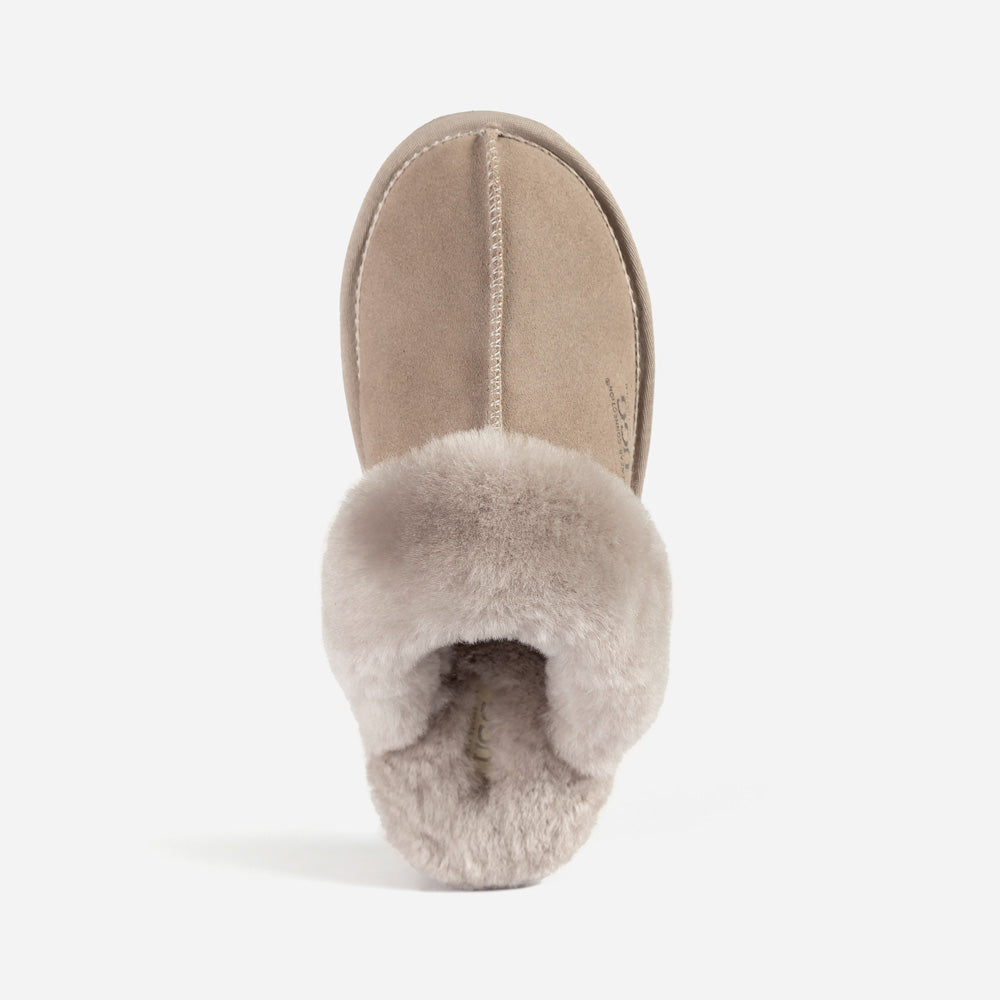 OZWEAR UGG Slippers Premium Australia Sheepskin Unisex Scuffete Suede (Unisex Cow Suede)
