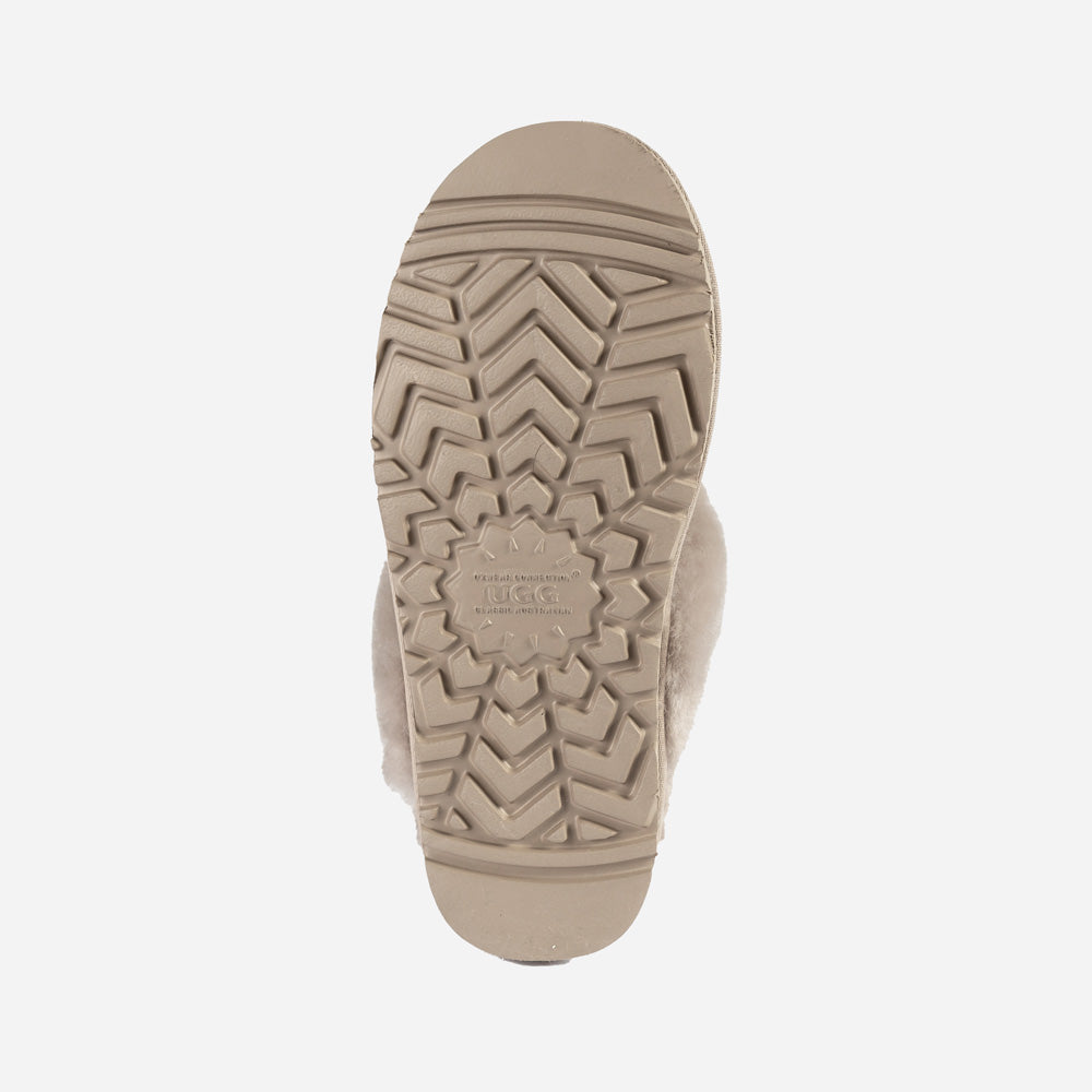 OZWEAR UGG Slippers Premium Australia Sheepskin Unisex Scuffete Suede (Unisex Cow Suede)