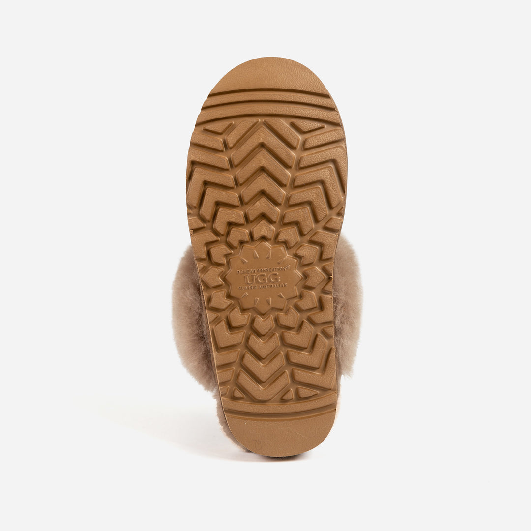 OZWEAR UGG Slippers Premium Australia Sheepskin Unisex Scuffete Suede (Unisex Cow Suede)