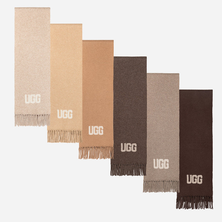 OZWEAR UGG Logo Cashmere Aus Wool Woven Scarf