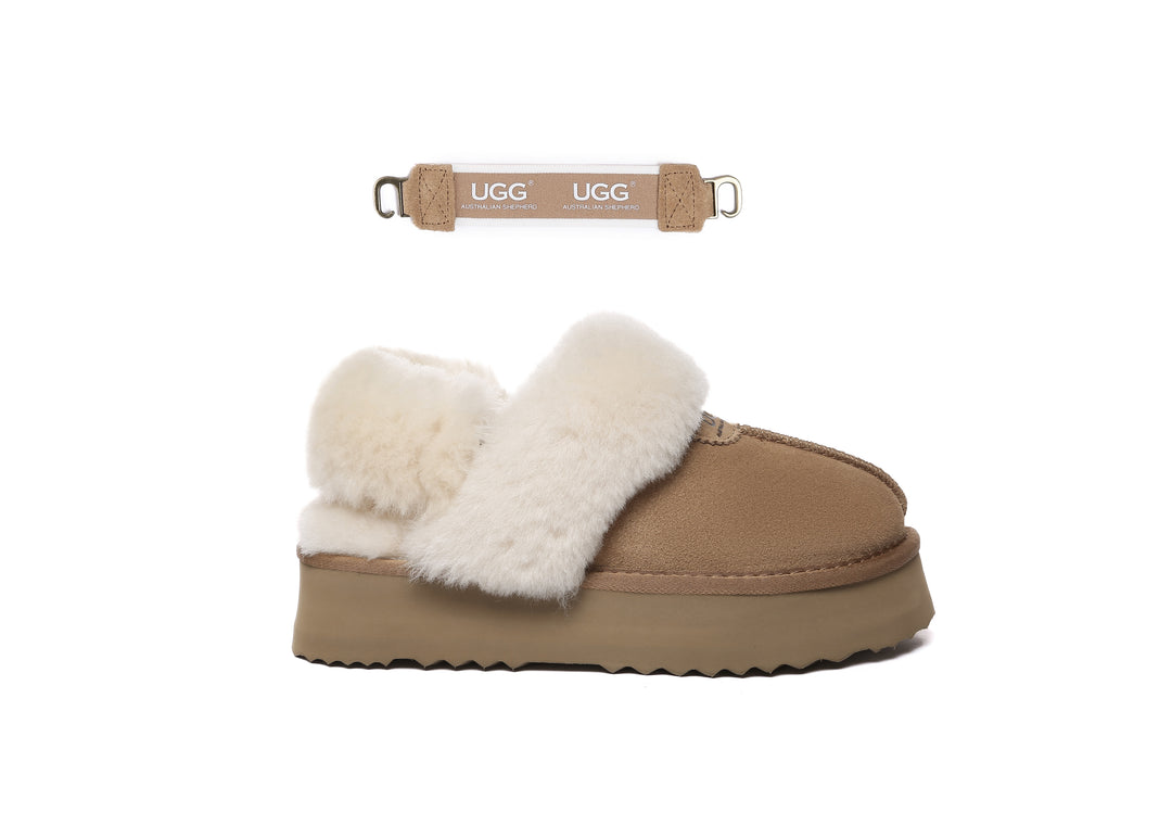 Women Removable Wool Strap Slingback Fulla Platform Slippers