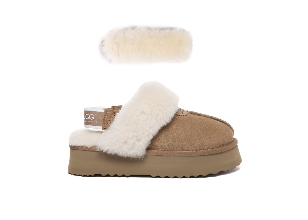 Women Removable Wool Strap Slingback Fulla Platform Slippers