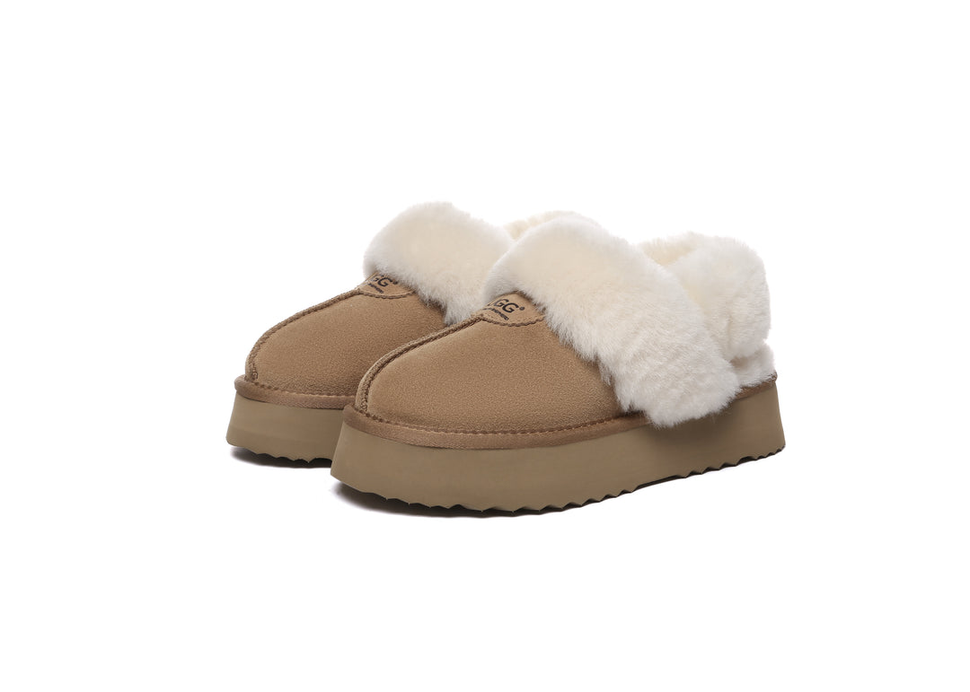 Women Removable Wool Strap Slingback Fulla Platform Slippers