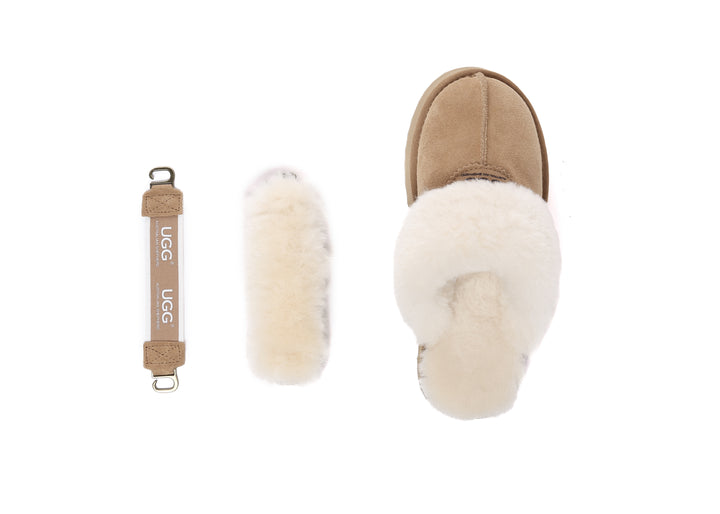 Women Removable Wool Strap Slingback Fulla Platform Slippers