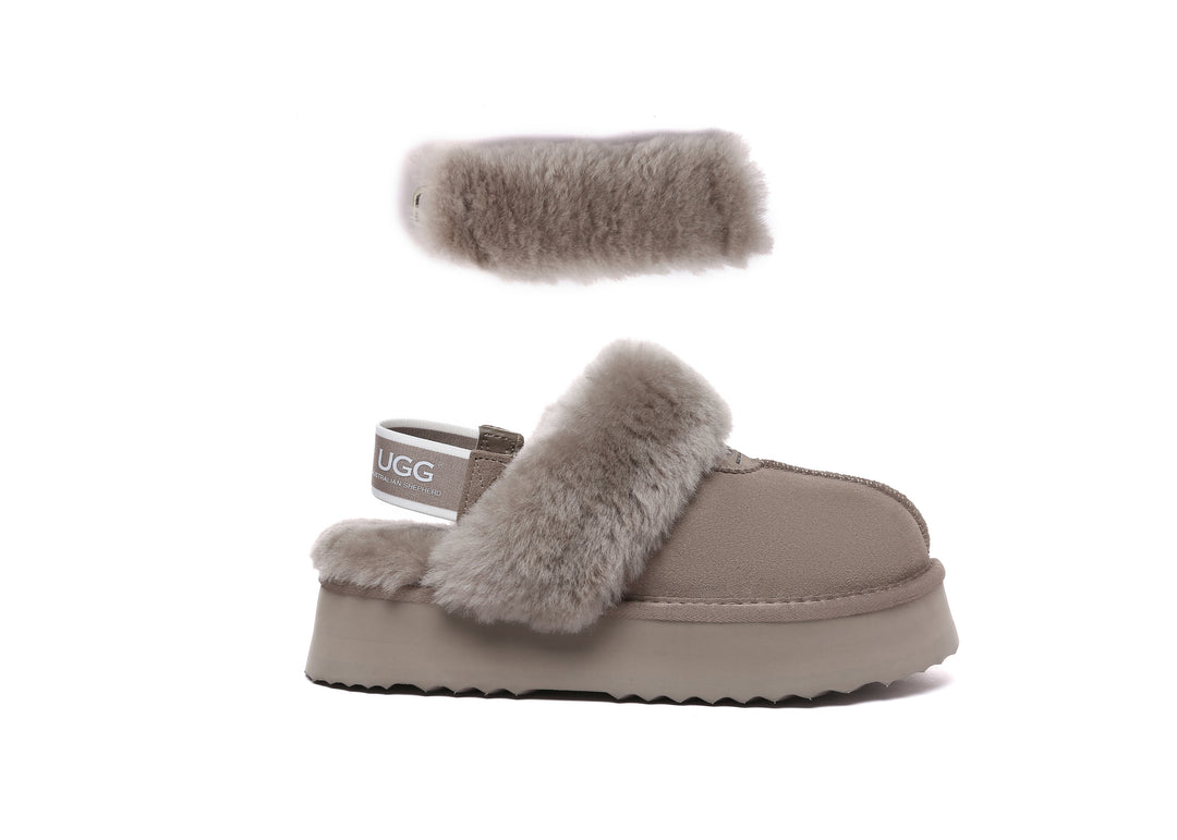 Women Removable Wool Strap Slingback Fulla Platform Slippers
