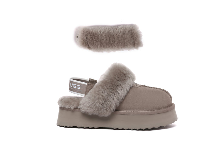 Women Removable Wool Strap Slingback Fulla Platform Slippers
