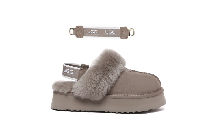 Women Removable Wool Strap Slingback Fulla Platform Slippers