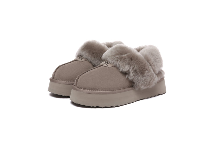 Women Removable Wool Strap Slingback Fulla Platform Slippers