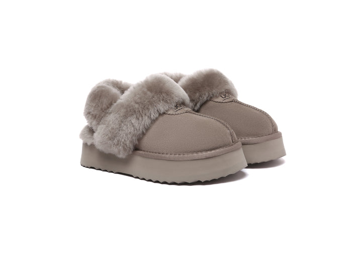 Women Removable Wool Strap Slingback Fulla Platform Slippers