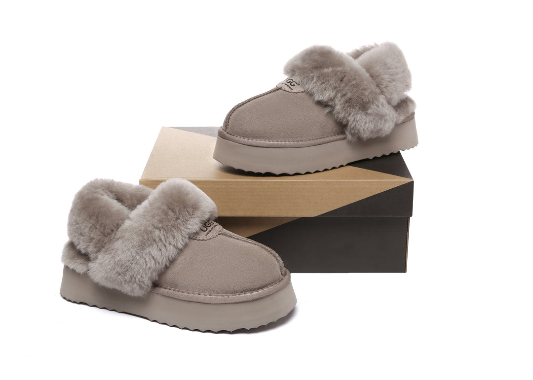 Women Removable Wool Strap Slingback Fulla Platform Slippers