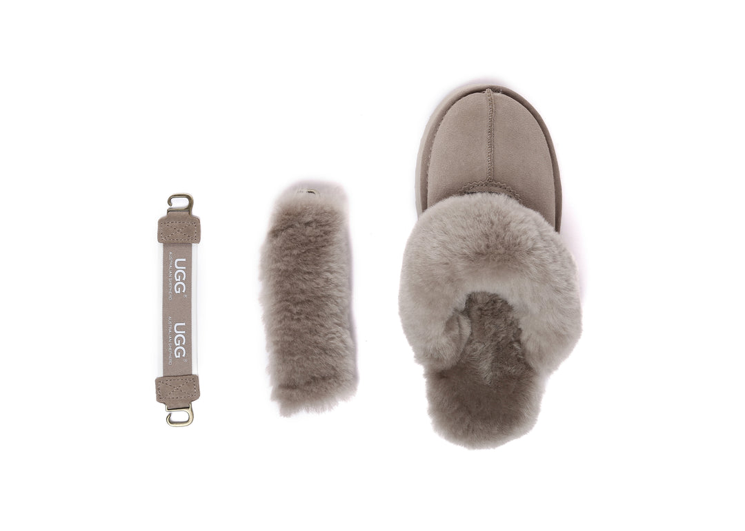 Women Removable Wool Strap Slingback Fulla Platform Slippers