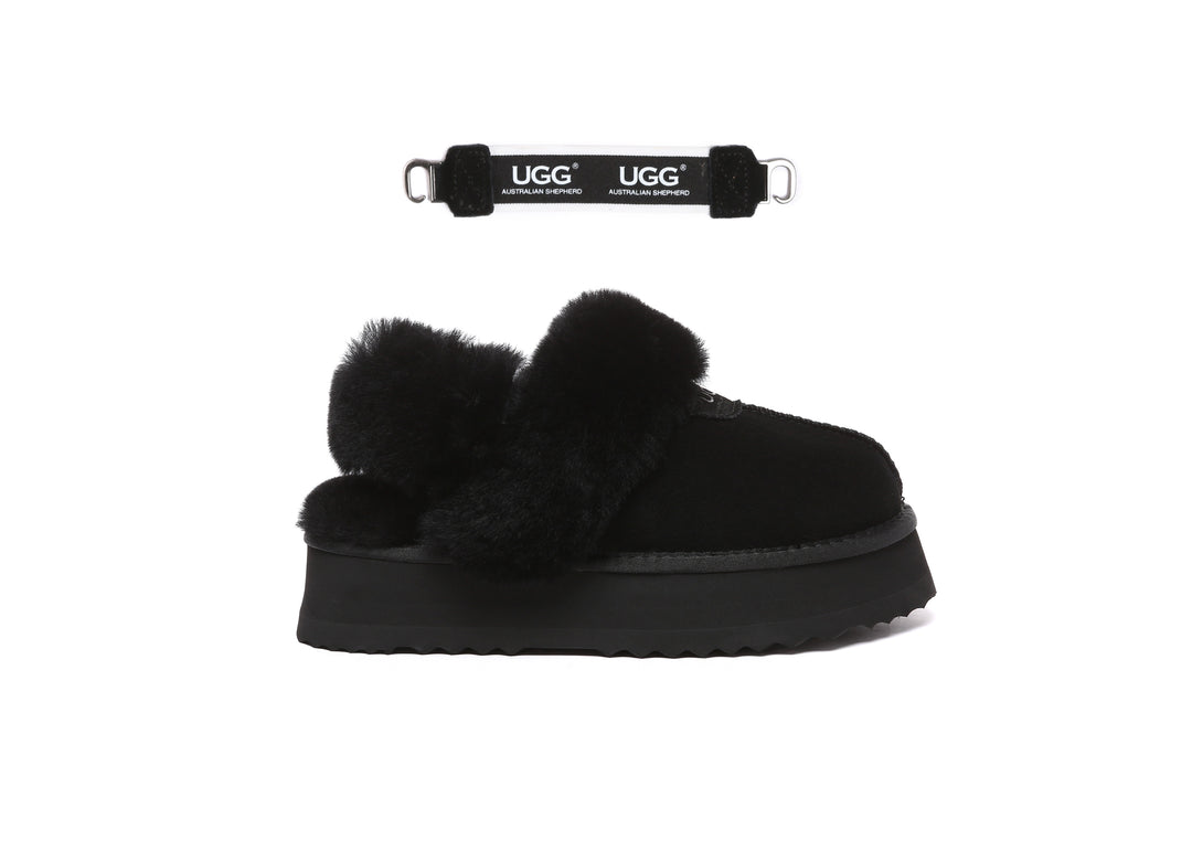 Women Removable Wool Strap Slingback Fulla Platform Slippers
