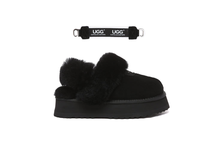 Women Removable Wool Strap Slingback Fulla Platform Slippers