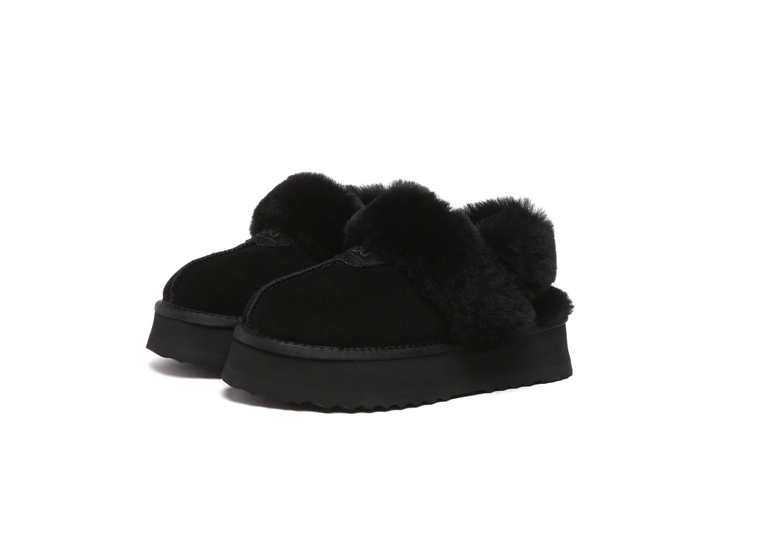 Women Removable Wool Strap Slingback Fulla Platform Slippers