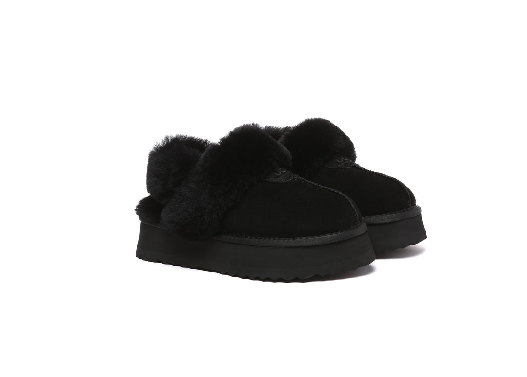 Women Removable Wool Strap Slingback Fulla Platform Slippers