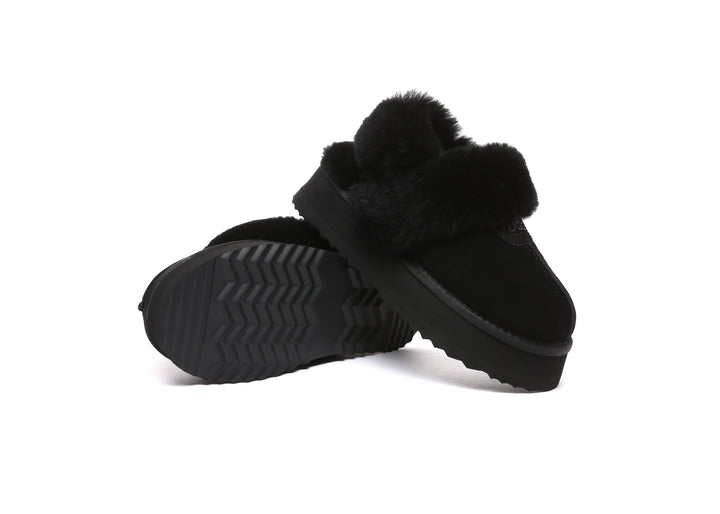 Women Removable Wool Strap Slingback Fulla Platform Slippers