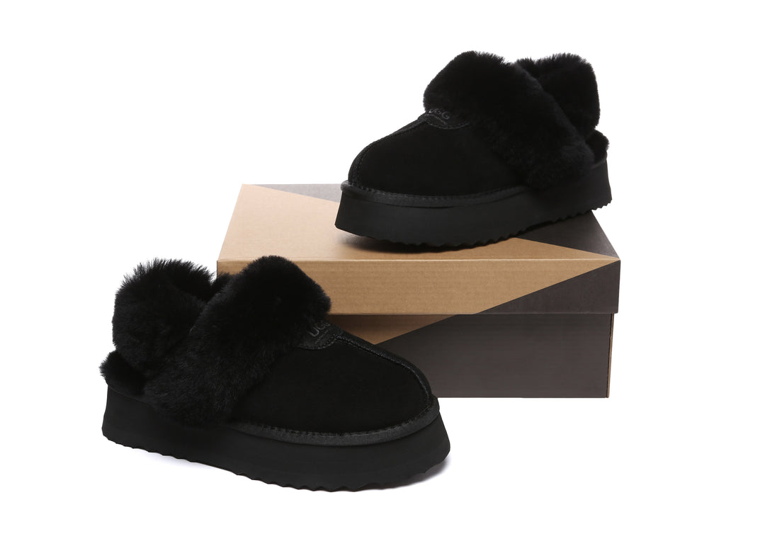 Women Removable Wool Strap Slingback Fulla Platform Slippers