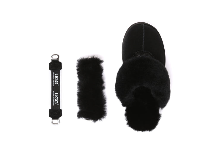 Women Removable Wool Strap Slingback Fulla Platform Slippers