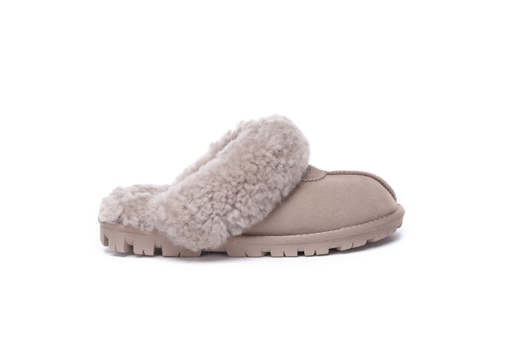 Double Faced Sheepskin Wool Slippers Waffle Curly